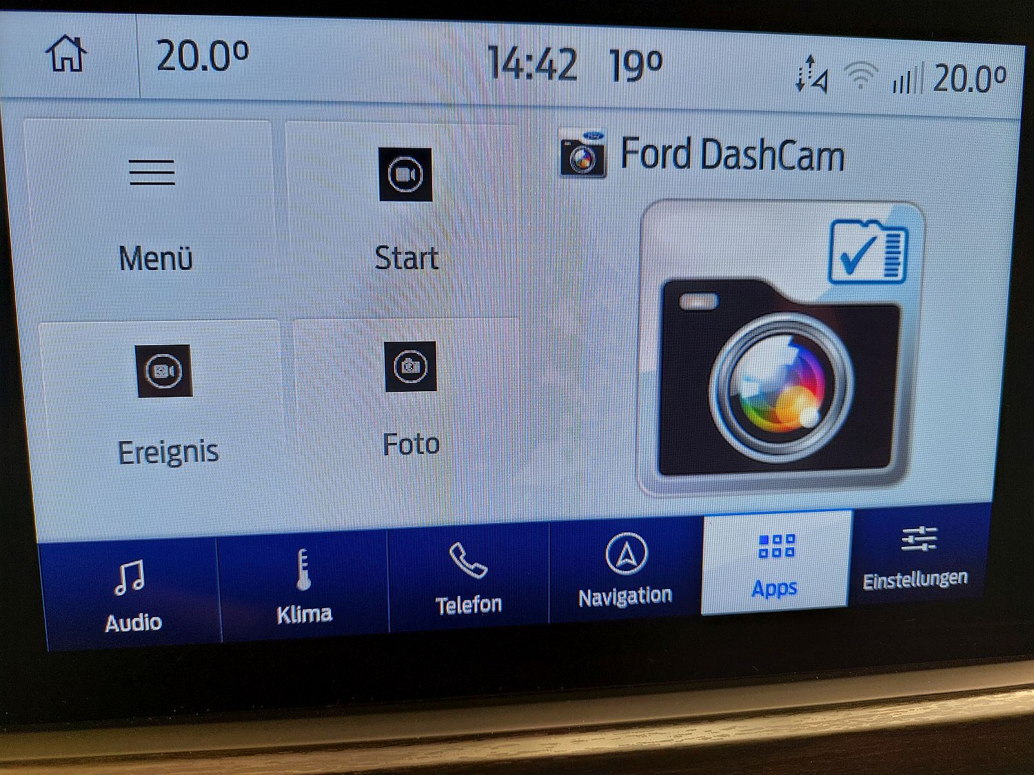 Menü Dash Cam im Sync 3